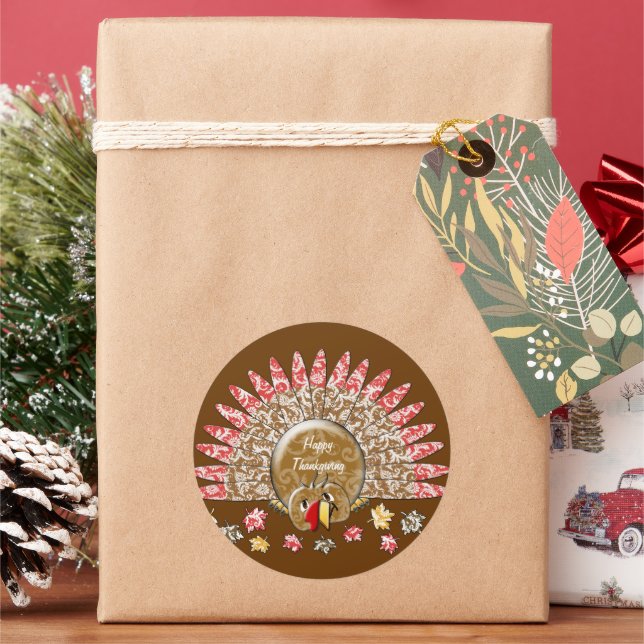 Niedlicher Cartoon Erntedank Türkei Runder Aufkleber (Feiertag)