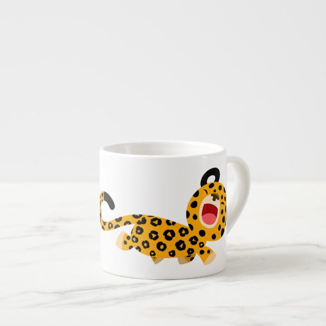 Niedlicher Cartoon Facetische Leopard Espresso Tas Espressotasse (Vorderseite Rechts)