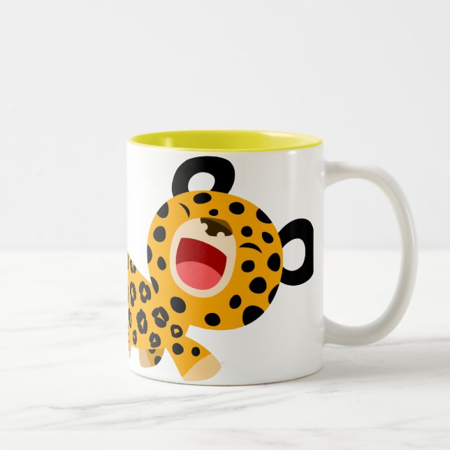 Niedlicher Cartoon Facetische Leopard-Tasse Zweifarbige Tasse (Rechts)