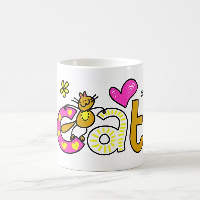 Niedlicher Cartoon Farbige Katze Tasse (Mittel)