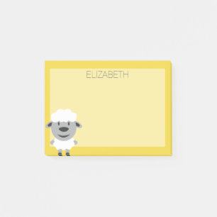 Niedlicher Cartoon Farm Sheep - gelb und grau Post-it Klebezettel