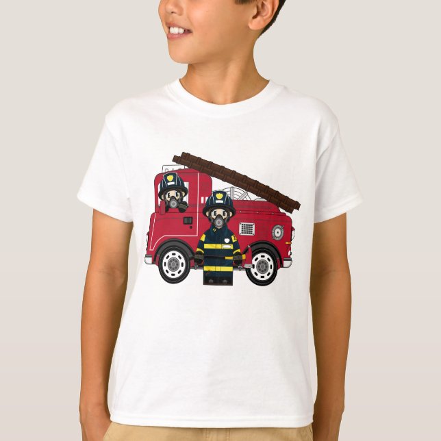 Niedlicher Cartoon-Feuerwehrmann T-Shirt (Vorderseite)