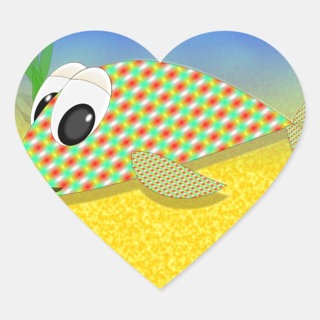 Niedlicher Cartoon Fisch Herz-Aufkleber (Vorderseite)