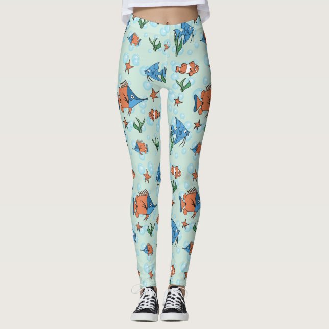 Niedlicher Cartoon Fisch Leggings (Vorderseite)