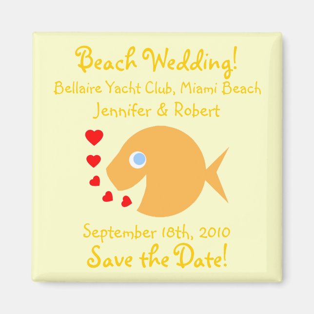 Niedlicher Cartoon Fisch Save the Date Beach Hochz Magnet (Vorne)