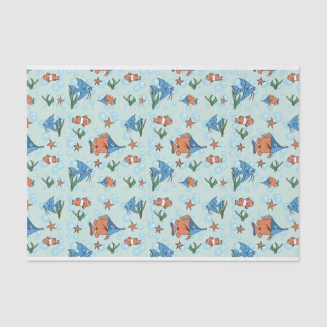 Niedlicher Cartoon Fisch Seidenpapier (Vorderseite)