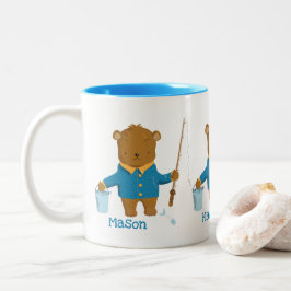 Niedlicher Cartoon Fischen Braunbär Kid Tasse