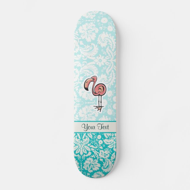 Niedlicher Cartoon-Flamingo Skateboard (Vorderseite)