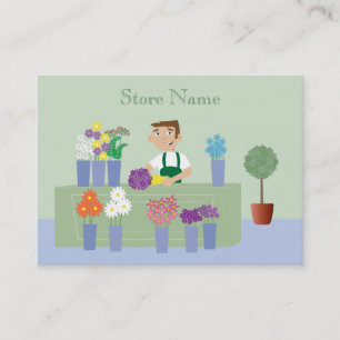 Niedlicher Cartoon-Florist u. Visitenkarte