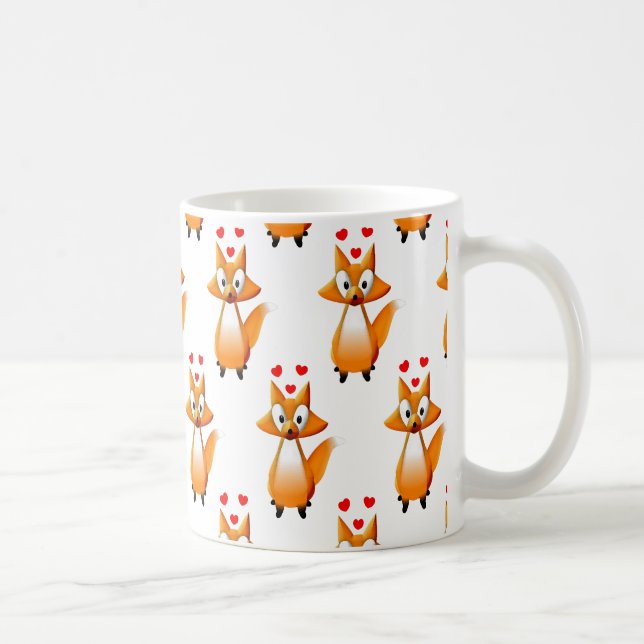 Niedlicher Cartoon Fox Animal Pattern Kaffeepause  Kaffeetasse (Rechts)