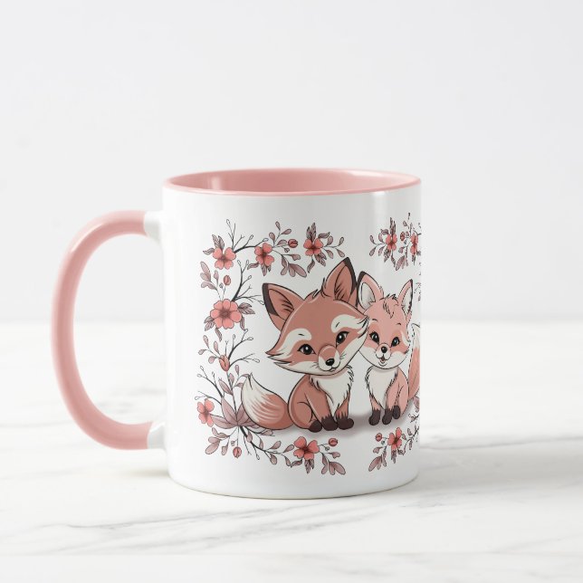 Niedlicher Cartoon Fox Liebhaber Herzenslust Valen Tasse (Links)
