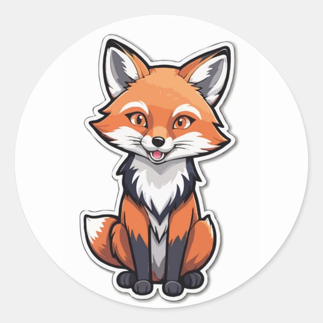 Niedlicher Cartoon Fox Sticker - Wildtiere (Vorderseite)