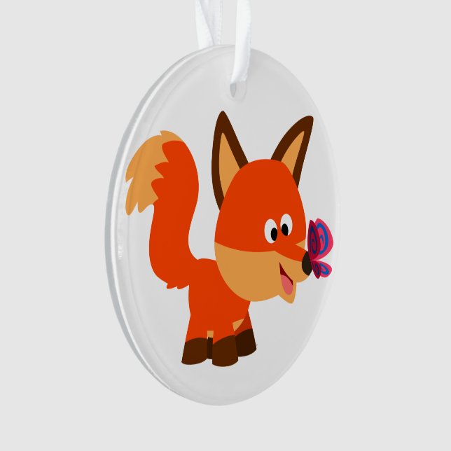 Niedlicher Cartoon Fox und Schmetterling Akrylorna Ornament (Vorderseite)