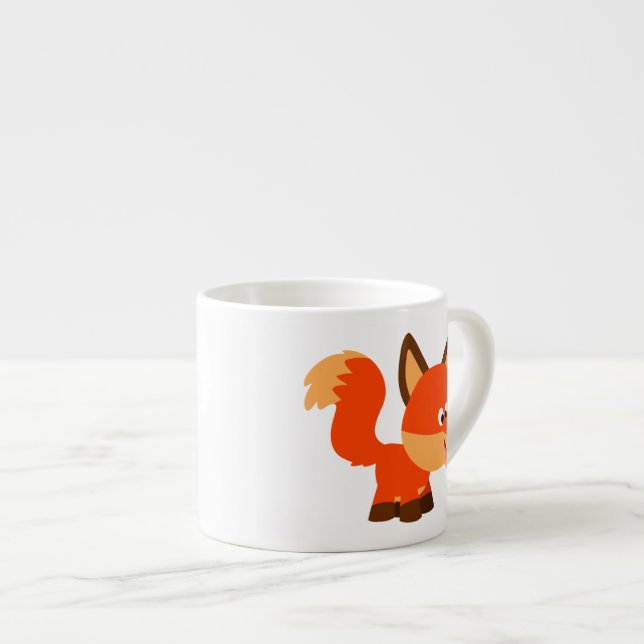 Niedlicher Cartoon Fox und Schmetterling Espresso  Espressotasse (Vorderseite Rechts)