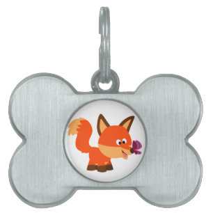 Niedlicher Cartoon Fox und Schmetterling Tiermarke