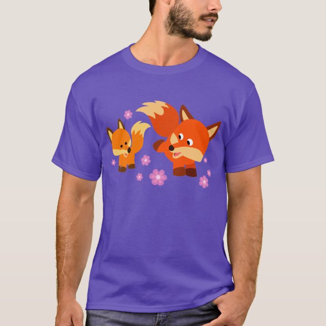 Niedlicher Cartoon Foxes T - Shirt (Vorderseite)