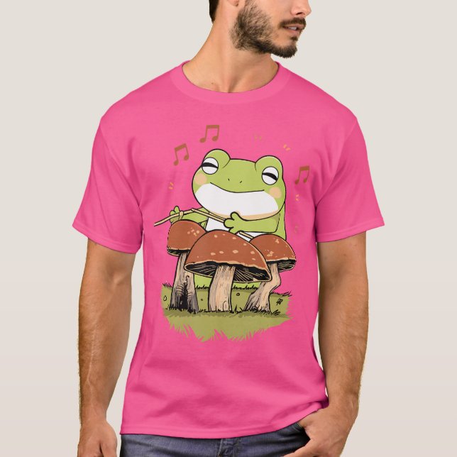 Niedlicher Cartoon Frosch auf Trommelpolster T-Shirt (Vorderseite)