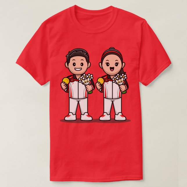 Niedlicher Cartoon für Junge und Mädchen T-Shirt (Design vorne)