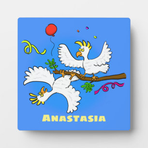 Niedlicher Cartoon für lustige Kakatovögel Fotoplatte