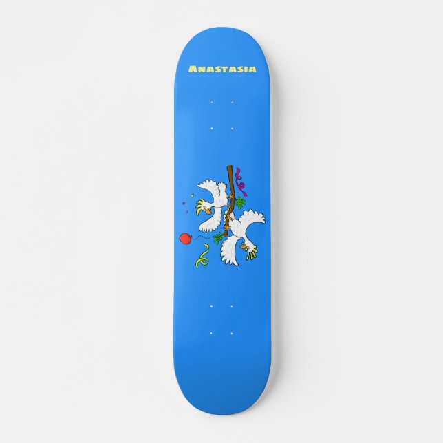 Niedlicher Cartoon für lustige Kakatovögel Skateboard (Vorne)