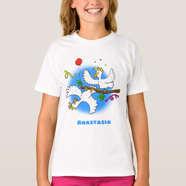Niedlicher Cartoon für lustige Kakatovögel T-Shirt (Vorderseite)