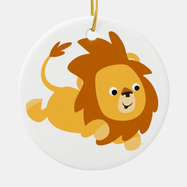 Niedlicher Cartoon Gamboling Lion Ornament (Vorne)