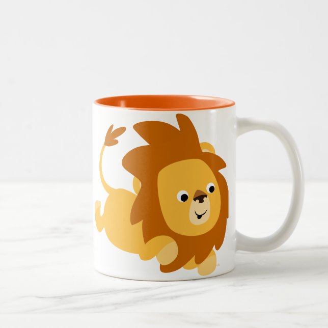 Niedlicher Cartoon Gamboling Lion Tasse (Rechts)
