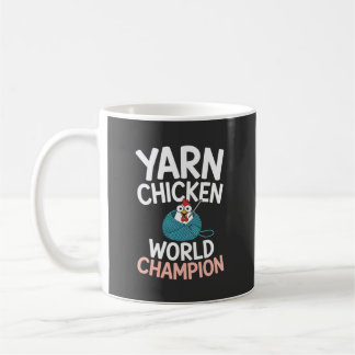 Niedlicher Cartoon-Garn-Huhn-Weltmeister Kaffeetasse