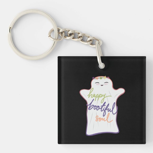 Niedlicher Cartoon-Geist mit Text Schlüsselanhänger (Vorderseite)