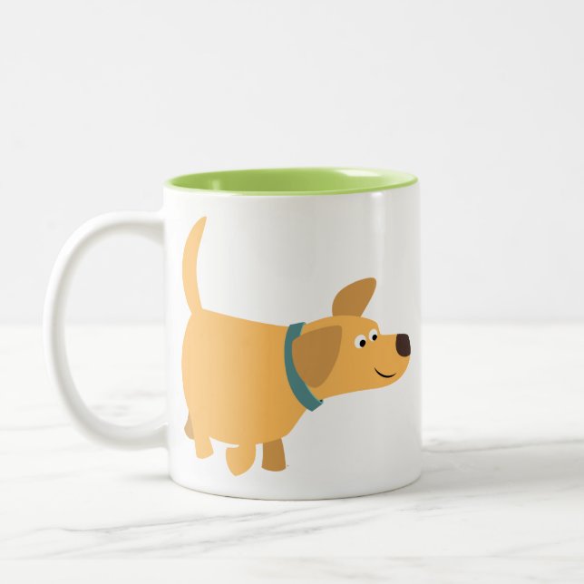 Niedlicher Cartoon Gelbe Labrador-Tasse Zweifarbige Tasse (Links)