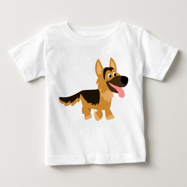 Niedlicher Cartoon German Shepherd Dog Baby T - Sh Baby T-shirt (Vorderseite)