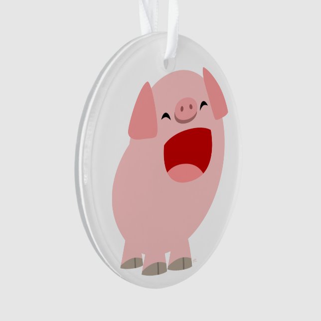 Niedlicher Cartoon Gesang Pig Acrylschmuck Ornament (Vorderseite)