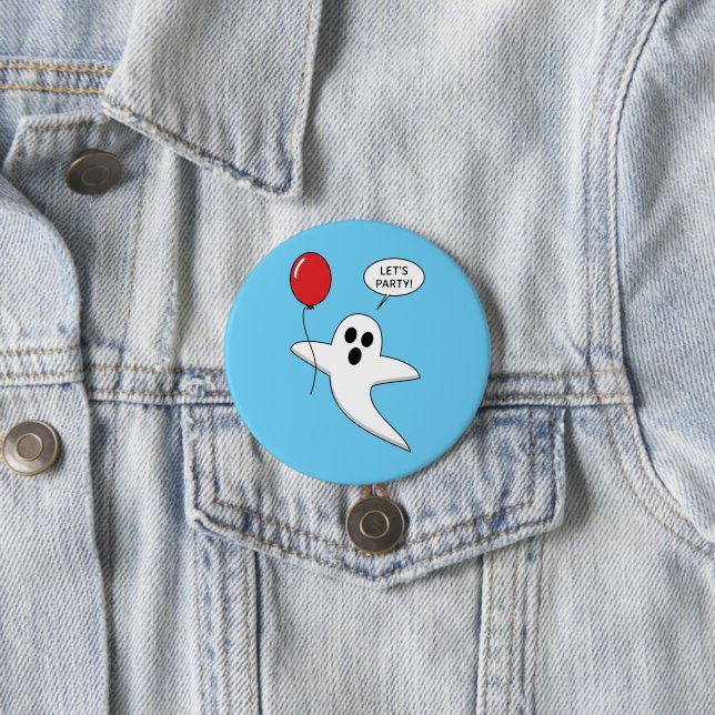 Niedlicher Cartoon Ghost mit Red Balloon Button (Beispiel)