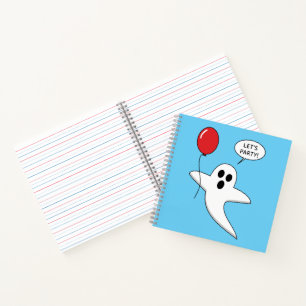 Niedlicher Cartoon Ghost mit Red Balloon Notizbuch