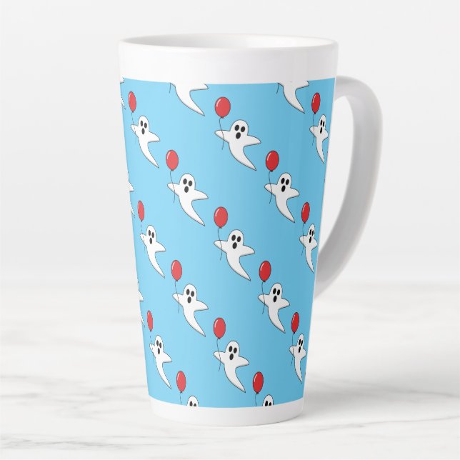 Niedlicher Cartoon Ghost mit Red Balloon Pattern Milchtasse (Rechte Ecke)