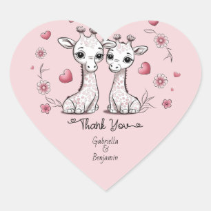 Niedlicher Cartoon Giraffe Liebe Valentinstag Viel Herz-Aufkleber