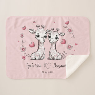 Niedlicher Cartoon Giraffe Liebhaber Herzlich Will Sherpadecke