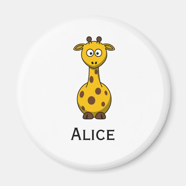 Niedlicher Cartoon Giraffe Magnet mit Kindername (Vorne)