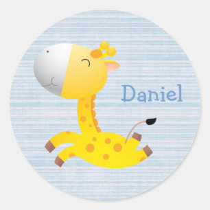 Niedlicher Cartoon Giraffe Personalisiert Runder Aufkleber