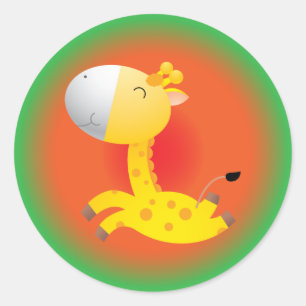 Niedlicher Cartoon Giraffe Runder Aufkleber