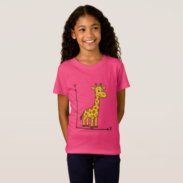 Niedlicher Cartoon Giraffe über Mathe X-Y-Achse T-Shirt (Vorne ganz)