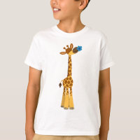 Niedlicher Cartoon Giraffe und Blume Kinder T - Sh