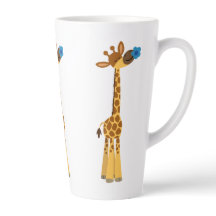 Niedlicher Cartoon Giraffe und Blume Latte Tasse