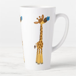 Niedlicher Cartoon Giraffe und Blume Latte Tasse