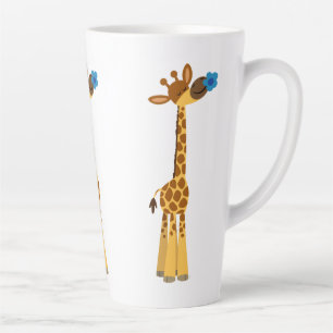 Niedlicher Cartoon Giraffe und Blume Latte Tasse
