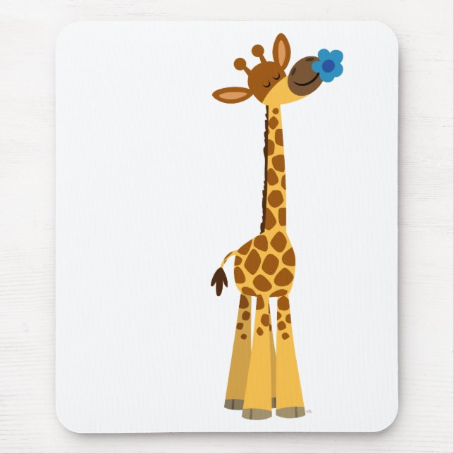 Niedlicher Cartoon Giraffe und Blume Mousepad (Vorne)