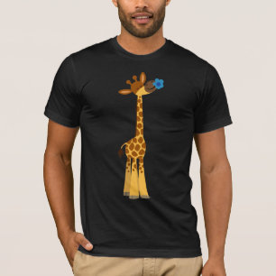 Niedlicher Cartoon Giraffe und Blume T - Shirt