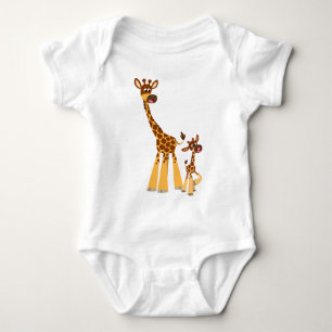 Niedlicher Cartoon Giraffe und Calf Baby Baby Strampler