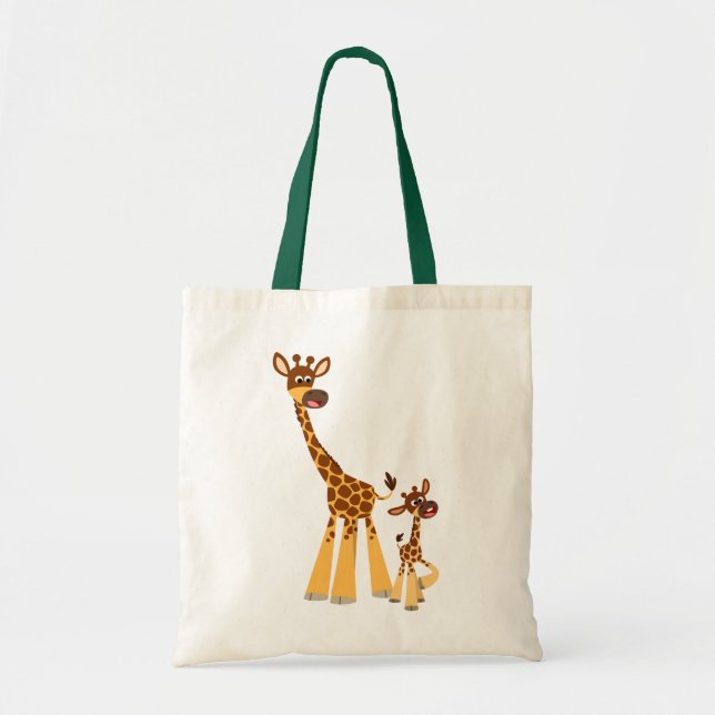 Niedlicher Cartoon Giraffe und Calf Bag Tragetasche (Vorne)