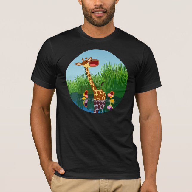 Niedlicher Cartoon Giraffe und Encklings T - Shirt (Vorderseite)